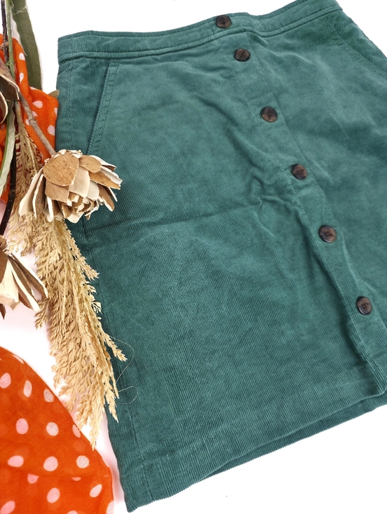 J. Crew Dresses & Skirts - J. Crew Green Corduroy Button Detailed Lined  Skirt Sz 2